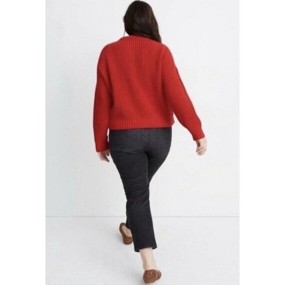 Madewell Cable Knit Sweater Womens Small Red Crewneck Alpaca Wool Blend … - Picture 4 of 13